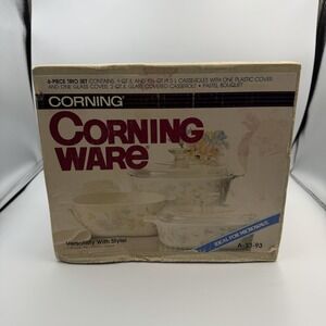 Vintage 1986 NIB CORNING WARE Casserole 6 Piece Set PASTEL BOUQUET A-33-93